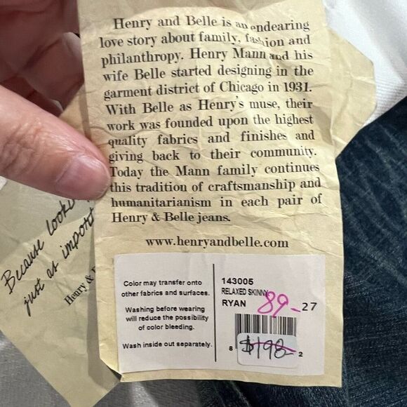 Henry & Belle Ryan Relaxed Skinny jeans Slightly Distressed Sz 27 Women’s NWT - Picture 6 of 9